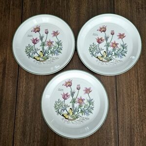 Vintage Wedgewood Enoch Florabunda Botanical Dinner Plates- Set Of 3